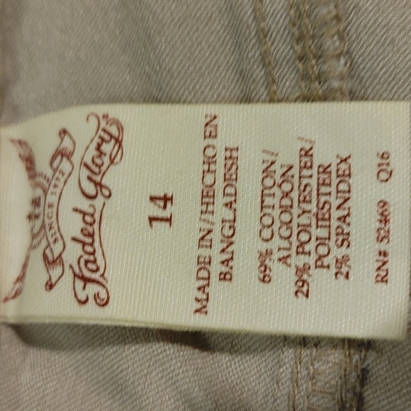 NWOT Faded Glory Straight leg Button/Zip Tan Pant Size 14 - Picture 5 of 10